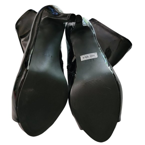 Shiny Black Peep Toe Booties - Picture 3 of 4